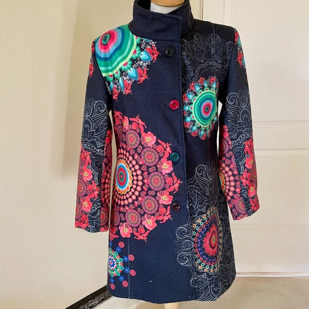 Desigual Style 7/8 Length Jacket - Size Medium, Bold & Artistic